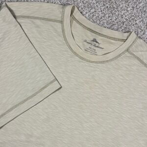Tommy Bahama Mens XXL T-Shirt Tan Khaki Slub Knit Tencel Blend Short Sleeve Tee